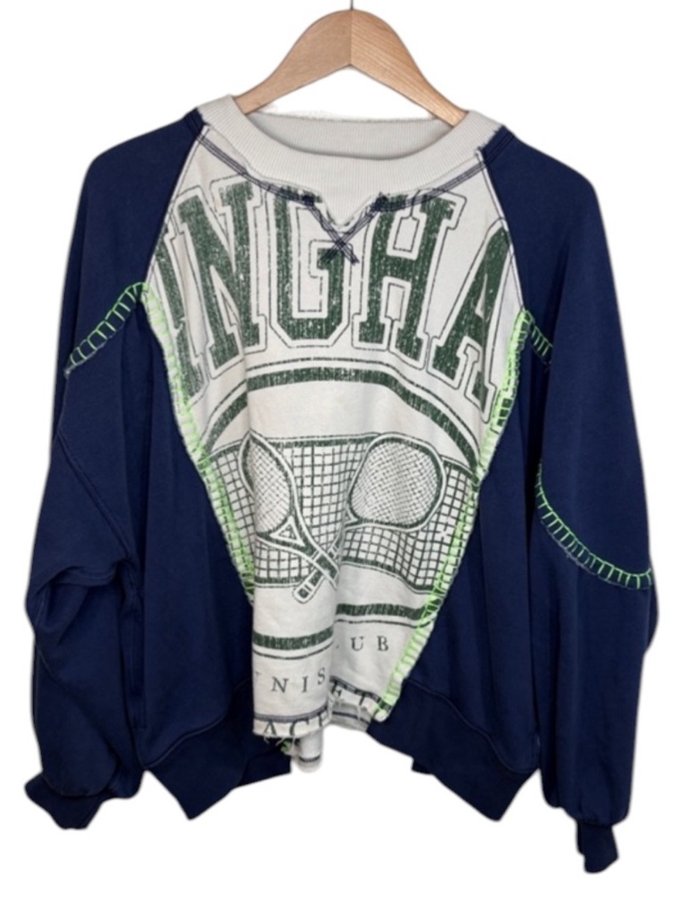 FP Movement Double Header Blue Graphic Pullover Sweatshirt Women Size S BLEMISH